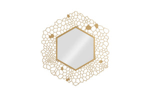 Hexagon Honeycomb Mirror Brass