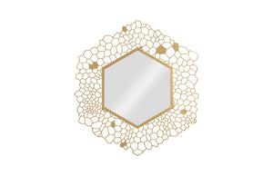 Hexagon Honeycomb Mirror Brass