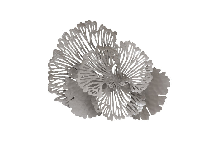 Flower Wall Art, Small, Gray, Metal