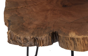 Burled Coffee Table, Black Metal Legs, Small