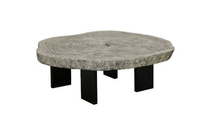 Floating Coffee Table with Black Legs, Gray Stone, Size Varies