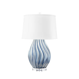Tulum Lamp with Shade 17-inch White Linen, with Gold, Sky Breeze | Tulum Collection | Villa & House