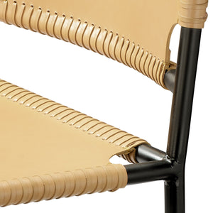 Asher Dining Chair - Cashew Leather  & Black Metal