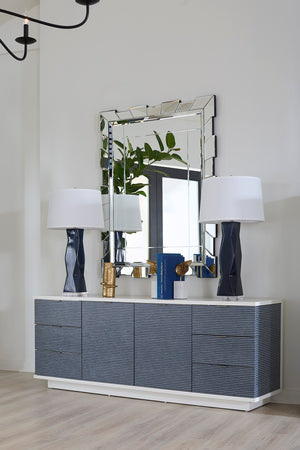 6-Drawer & 2-Door Cabinet in Navy Blue Pencil Stripe | Cosmopolitan Collection | Villa & House