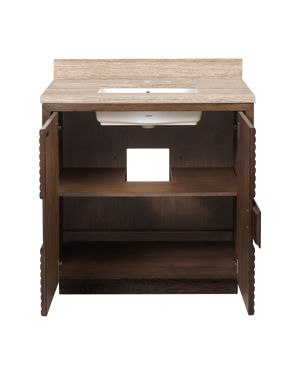 Morombe 36" Cocoa Travertine Vanity with Rectangular Undermount Sink