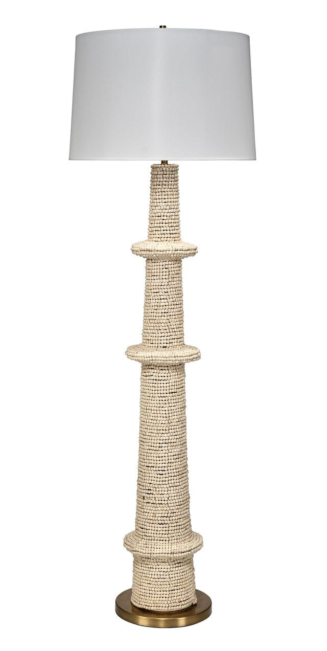 Rowan Floor Lamp in Cream Wood Beads