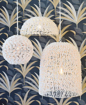 Remy Pendant Wrapped with Whitewash Wood Beads