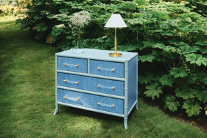 Beckett Four Drawer Chest with Bamboo Detail in Blue