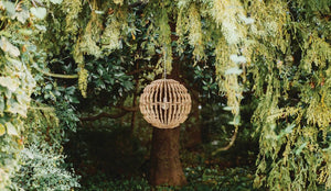 Cade Sphere Shaped Pendant Handcrafted with Whitewashed Eucalyptus Wood