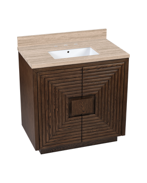 Morombe 36" Cocoa Travertine Vanity with Rectangular Undermount Sink