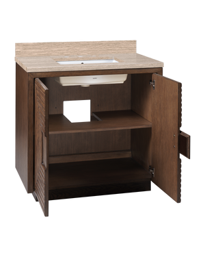 Morombe 36" Cocoa Travertine Vanity with Rectangular Undermount Sink