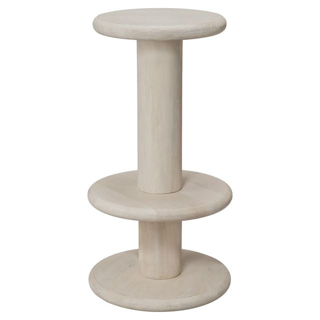 Rye Mango Wood Barstool, Off-White