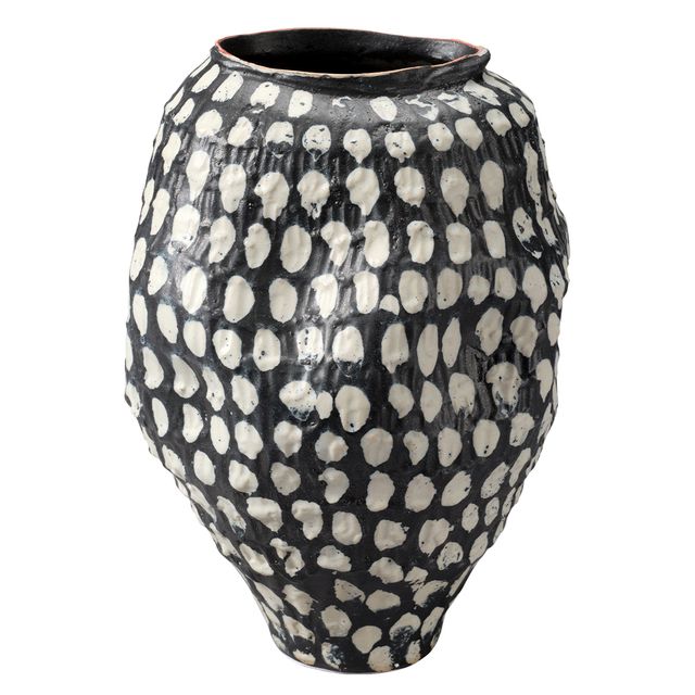 Pinpoint Ceramic Vase, Black and White Polk Dot