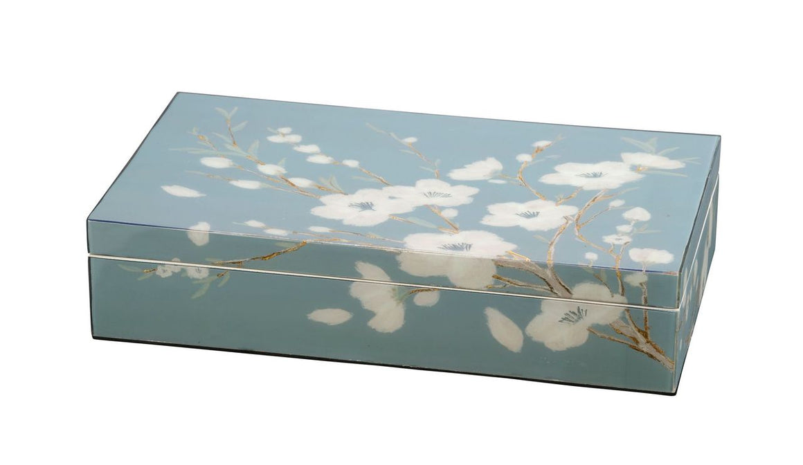 Bouquet Laquered Box, Blue