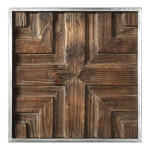 Rustic Wood Squares Collage Wall Art – Set of 9