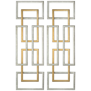 Silver & Gold Overlapping Rectangles Wall Art – Set of 2
