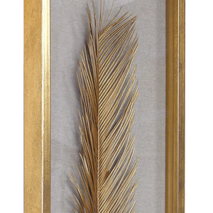 Golden Palm Leaves Shadow Box Wall Art – Set of 3