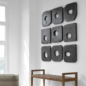 Bahati Ebony Wood Wall Art, S/9