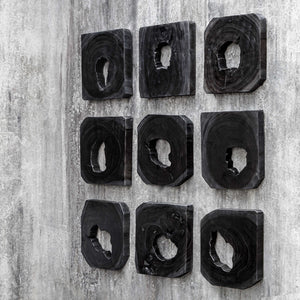 Bahati Ebony Wood Wall Art, S/9