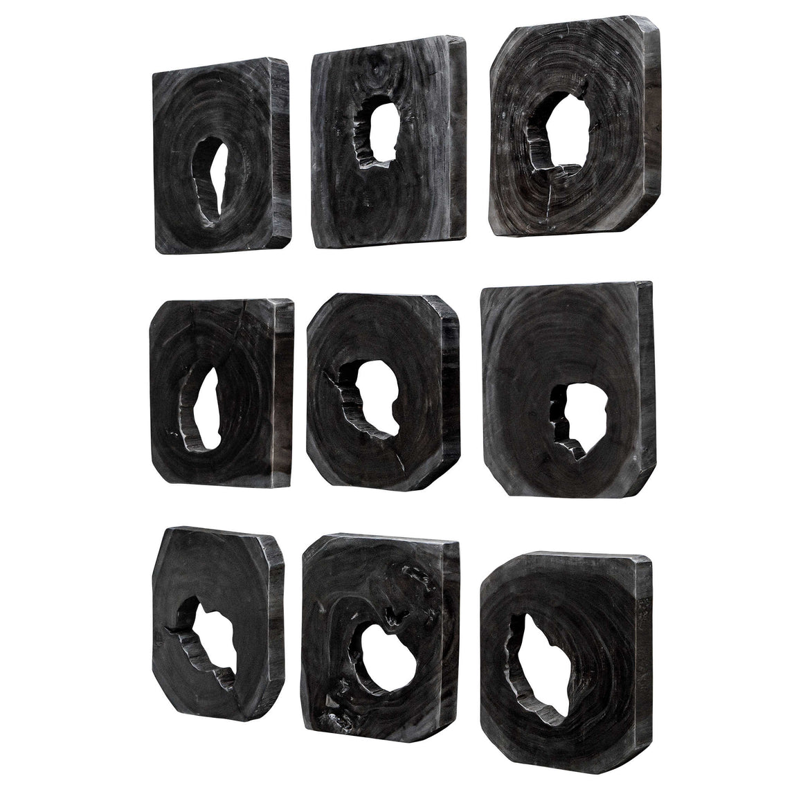 Bahati Ebony Wood Wall Art, S/9