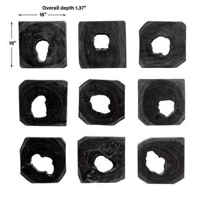 Bahati Ebony Wood Wall Art, S/9