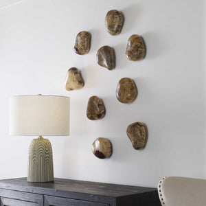 Pebbles Blonde Wood Wall Décor, S/9