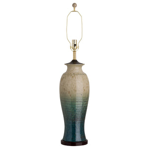 Tall Shoulder Ceramic Vase Table Lamp with Green Ombre Glaze