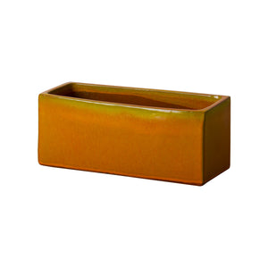 Medium Window Box Planter with a Bright Orange Glaze