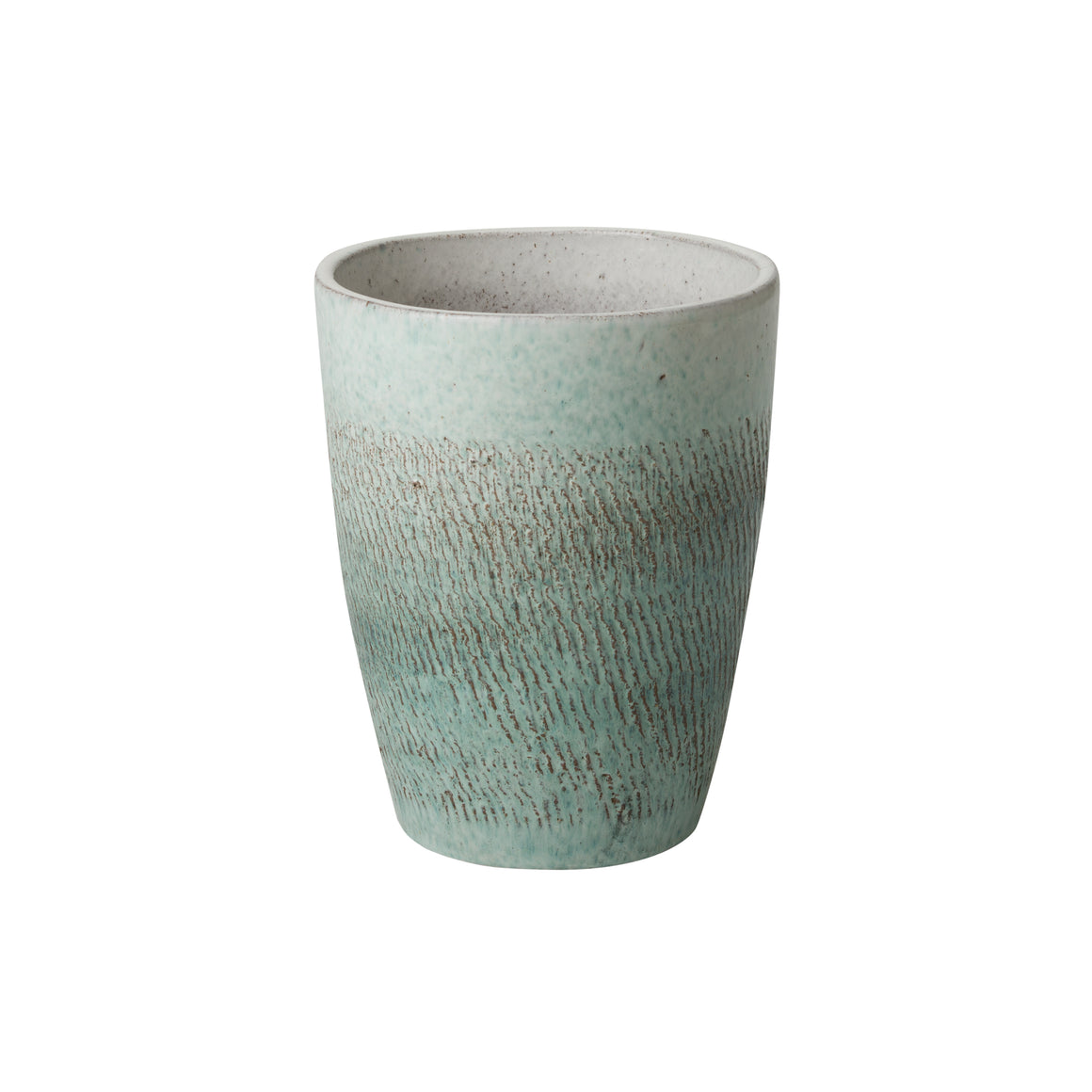 Small Bullet Planter with a Coastal Splash Glaze