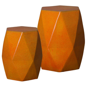 Large Faceted Garden Stool – Burnt Orange