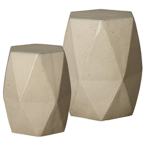 Large Faceted Garden Stool – Cream