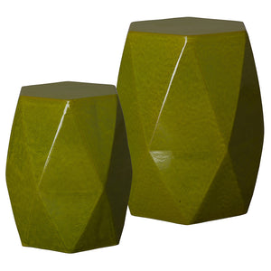 Large Faceted Garden Stool – Green