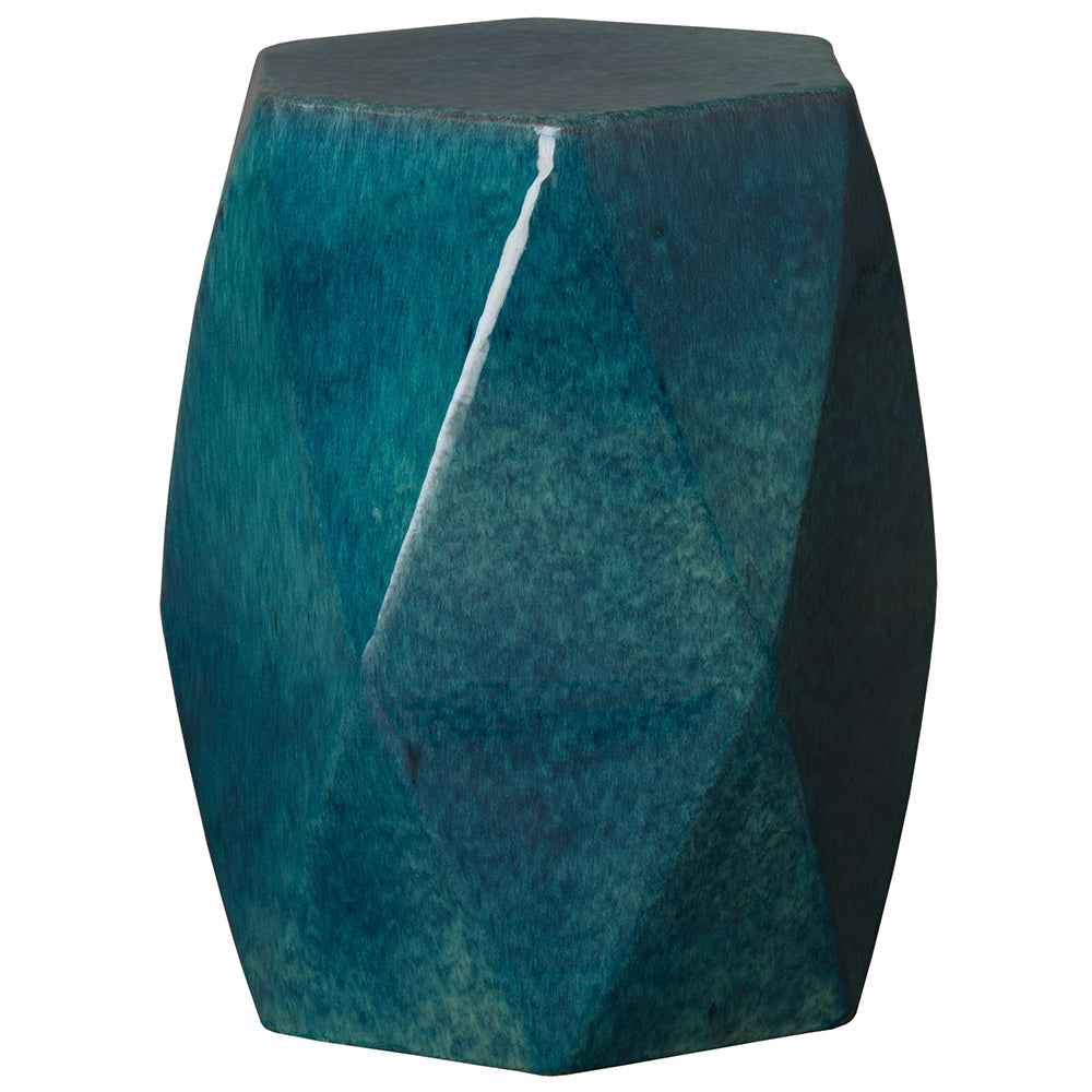 Faceted Garden Stool - Teal