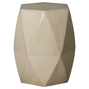Large Faceted Garden Stool – Cream