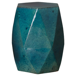 Large Faceted Garden Stool - Teal
