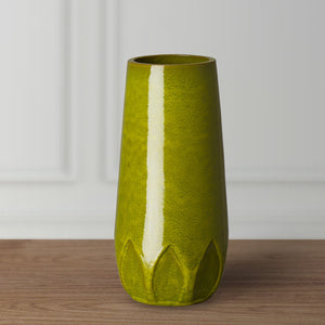 Tall Calyx Relief Vase - Green