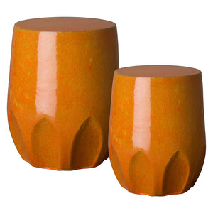 Large Calyx Relief Garden Stool – Burnt Orange