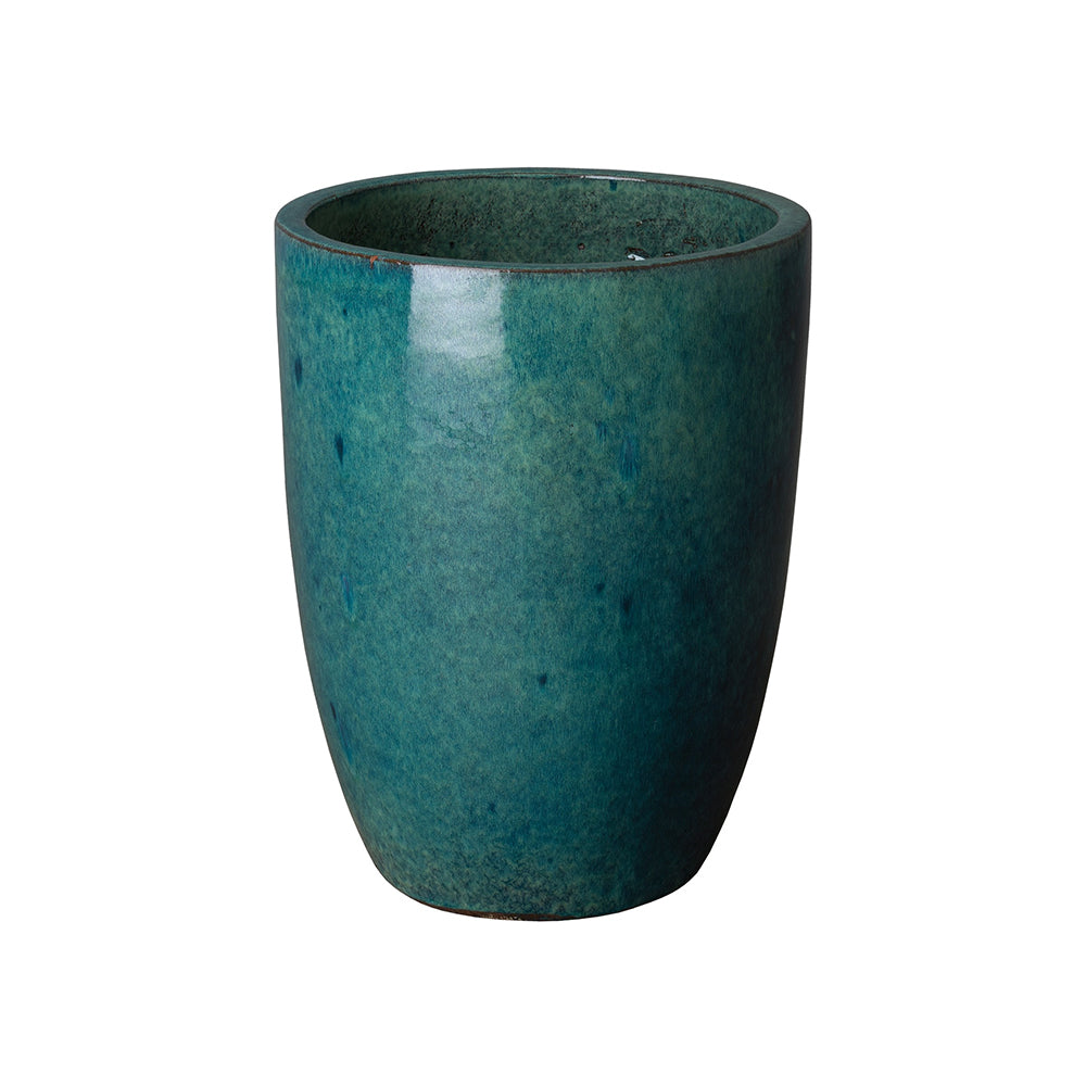 Tall Teal Glazed Ceramic Planter - Small