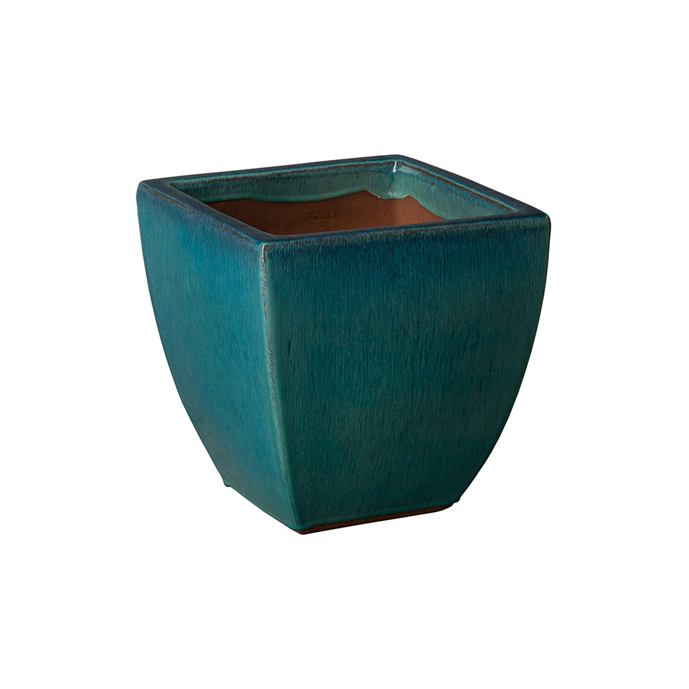 tapered square planter pot Small Tapered Square Planter - Teal