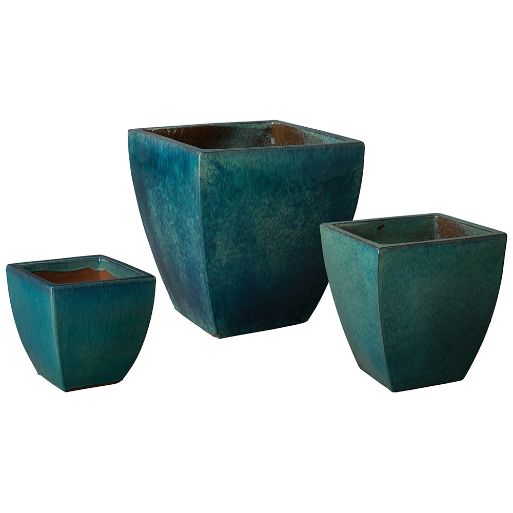 Teal Rounded Square Large Tapered Square Planter - Teal - Scenario Home