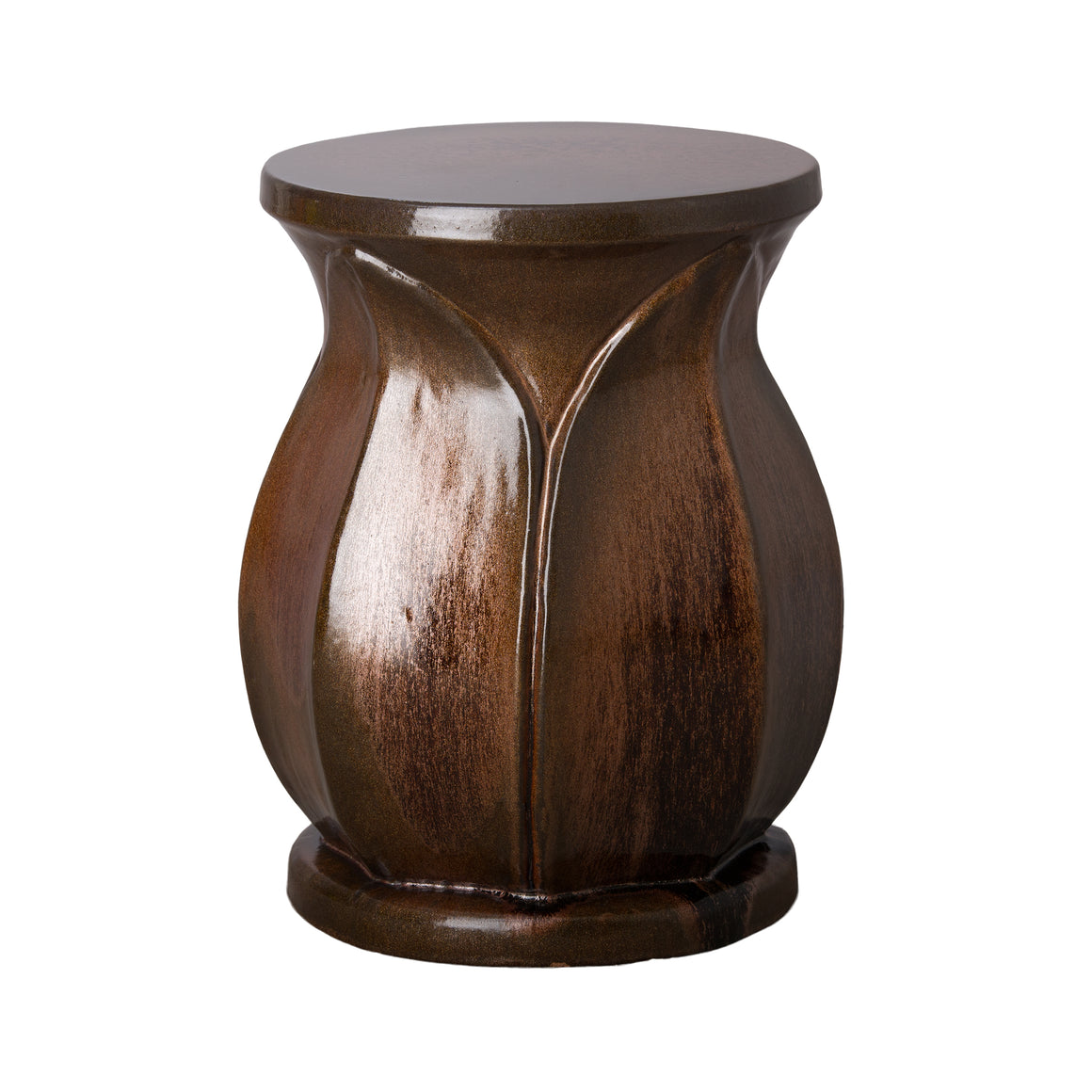 Lotus Ceramic Garden Stool/Table with a Mocha Pearl Glaze