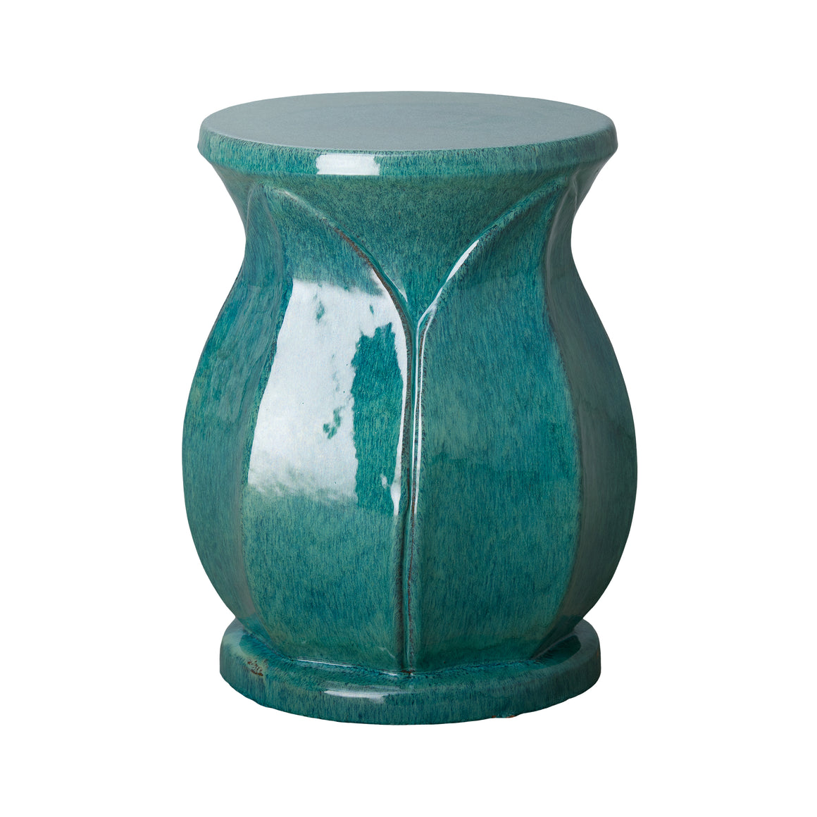 Lotus Ceramic Garden Stool/Table with a Teal Glaze