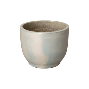 Round Ceramic Planters with a Pearl White Glaze -Small
