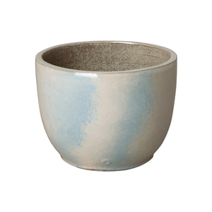 Round Ceramic Planters with a Pearl White Glaze - Medium