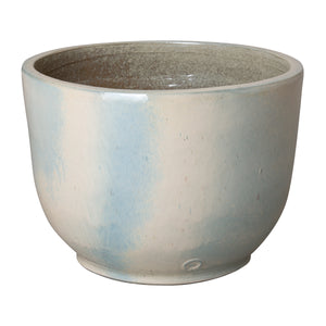 Round Ceramic Planters with a Pearl White Glaze - Large