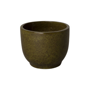 Round Ceramic Planter with a Tropical Green Glaze - Small