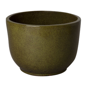 Round Ceramic Planter with a Tropical Green Glaze - Large