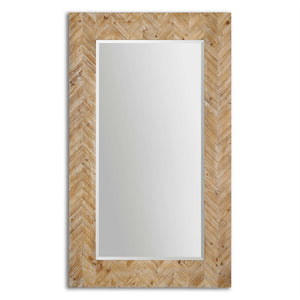 Demetria Chevron Pattern Wood Floor Mirror