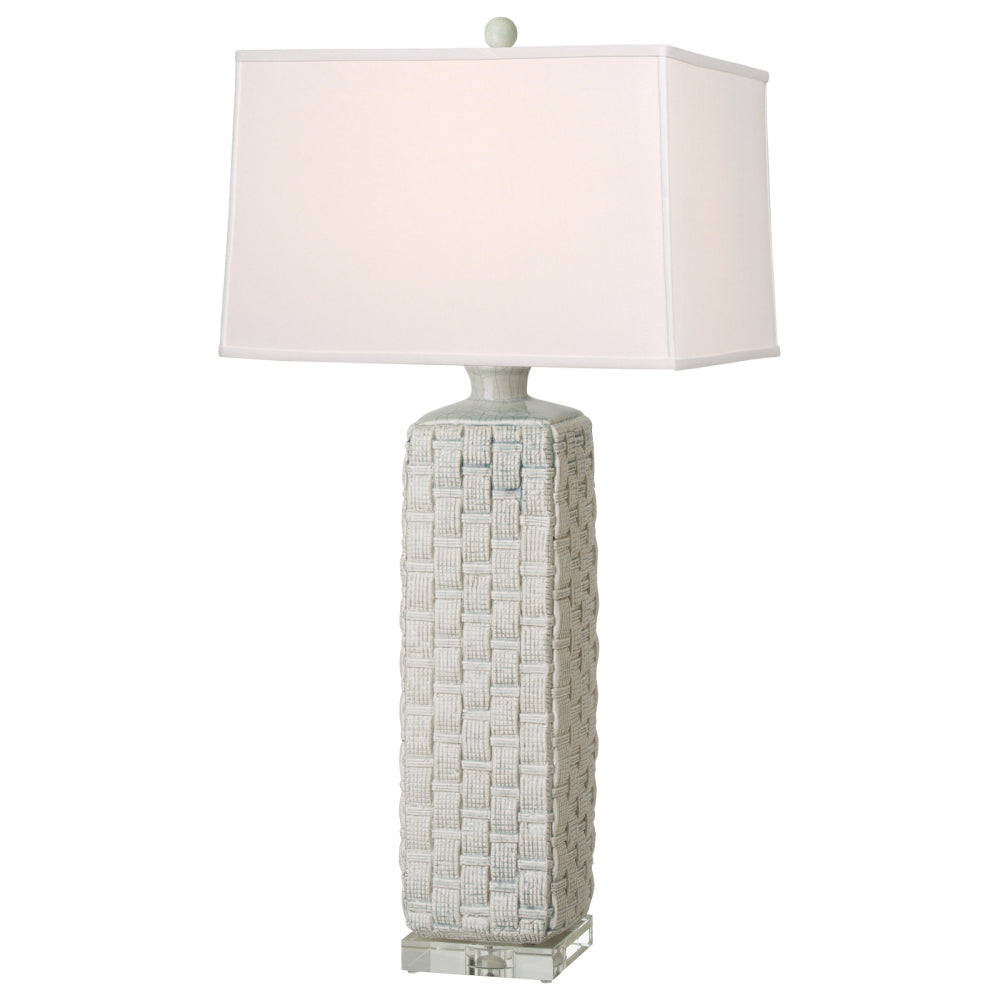 Square Woven Vase Ceramic Table Lamp – Smoke Glaze