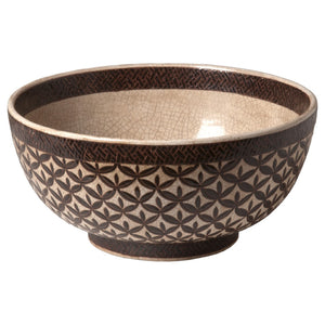 Ceramic Kobe Bowl with Leaf Pattern
